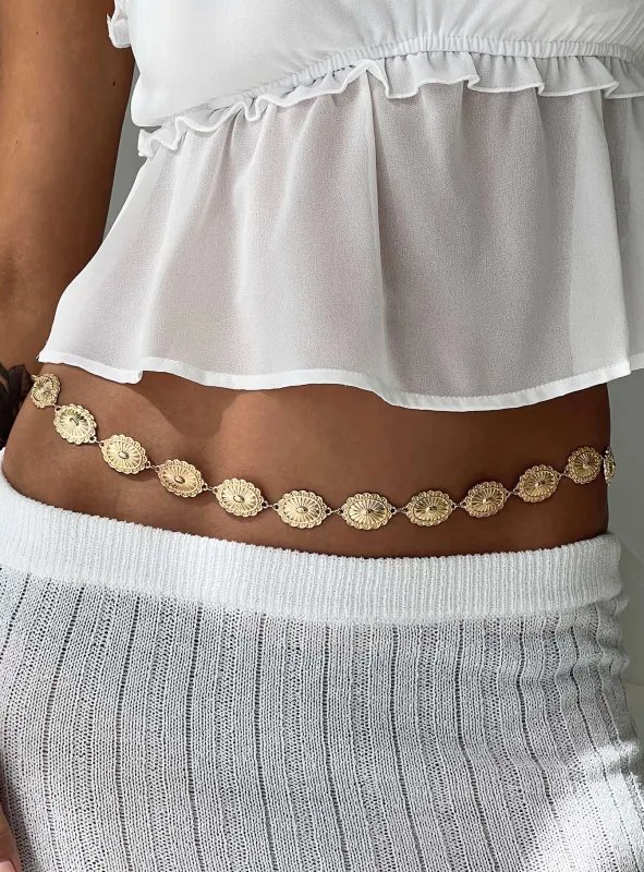 Sunder Chain Belt Gold sold by Princess Polly