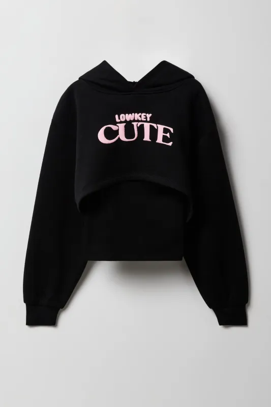Girls Cute Puff Print Cropped Fleece Hoodie & Tank 2 Piece Set sold by Urban Planet