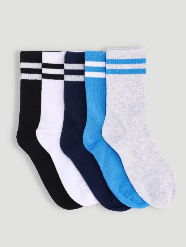 Boys 5 Pack Plain Stripe Anklet Socks - Multi sold by Edgars