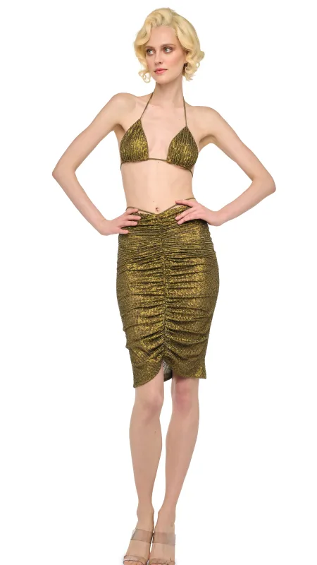 SHIRRED FRONT SKIRT TO KNEE sold by Norma Kamali