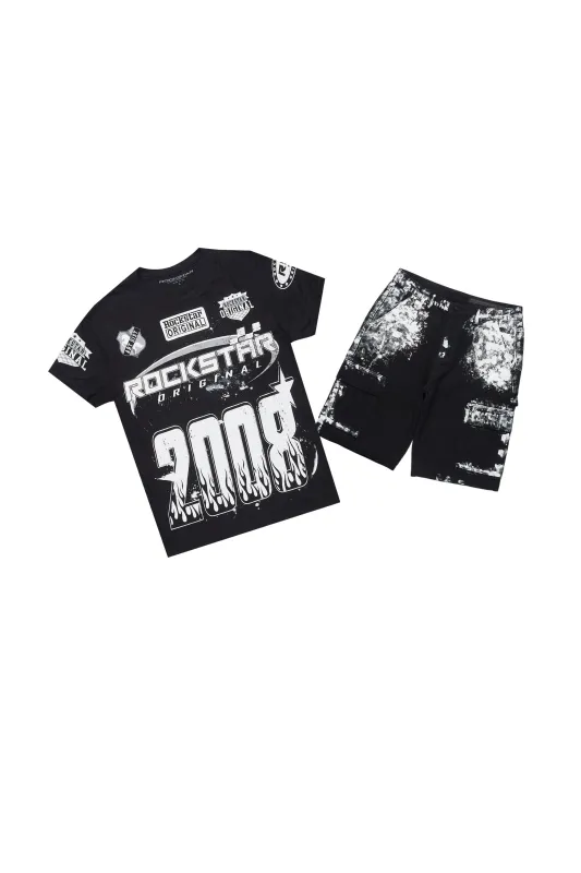 Amos Black/White T-Shirt/Denim Short Set sold by Rockstar Original