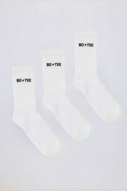 Ribbed Crew Sock Bundle in White sold by Oh Polly