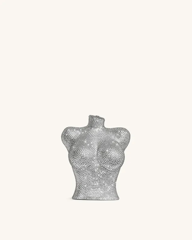 Kiara Faux Crystal Bust Clutch - Silver sold by JW PEI