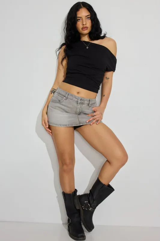 Denim Micro Skort sold by Garage