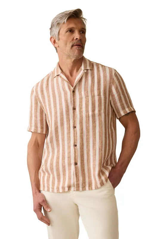 SS PALMA LINEN SHIRT Sienna Valley Stripe sold by REVOLVR Menswear