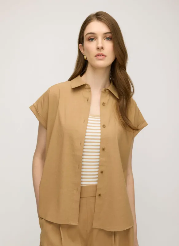 Brooklyn Linen Dolman Short Sleeve Shirt sold by Kit and Ace