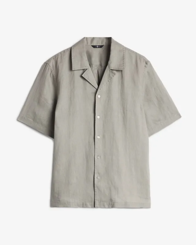 Linen Camp Shirt in Sage sold by 7 For All Mankind