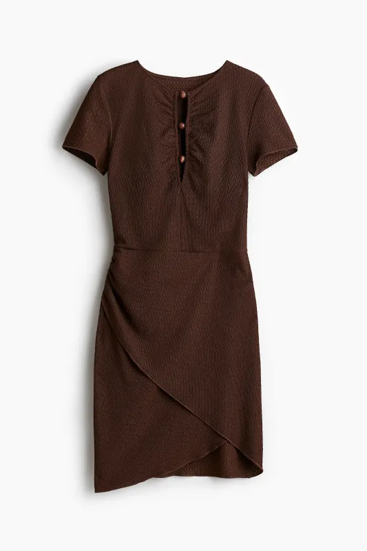 H & M - Bead-detail ruched dress - Beige sold by H&M