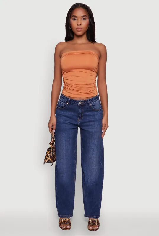 Trendy Side Ruched Tube Top sold by Rainbow
