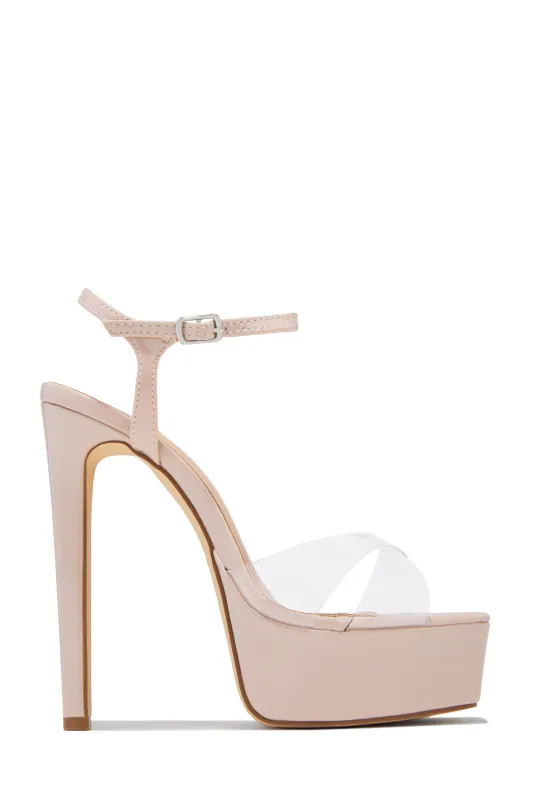 Hot Bombshell Platform High Heels - Nude Clear sold by Miss Lola