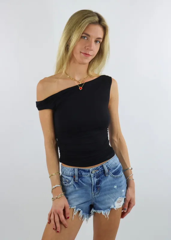 Ramble On Asymmetrical Top ★ Black sold by Rock N Rags
