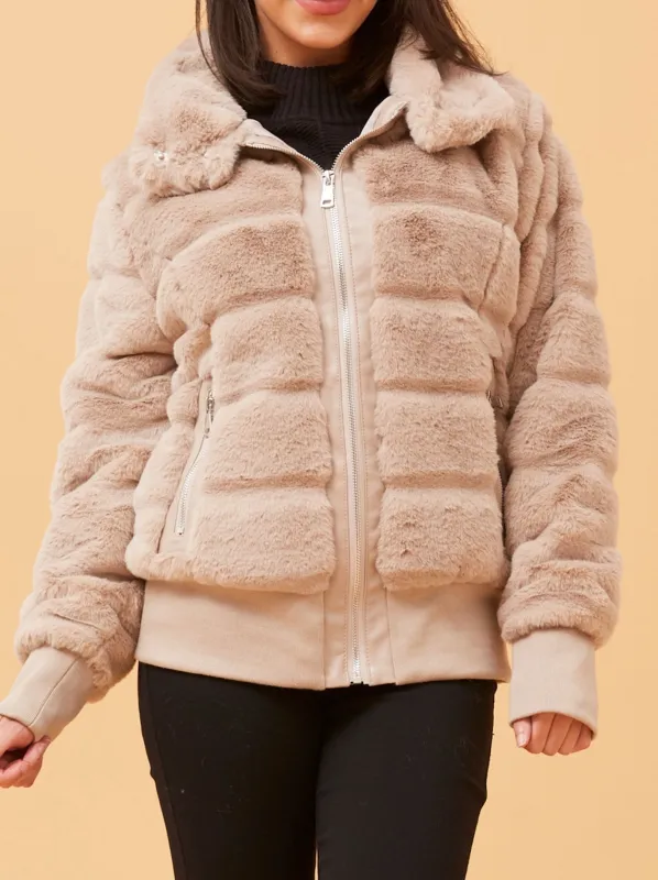CAROLINE K MORGAN FAUX FUR BOMBER JACKET sold by Yeltuor