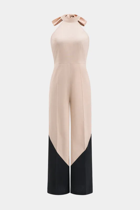 Linen Patchwork Sleeveless Jumpsuit sold by Micas