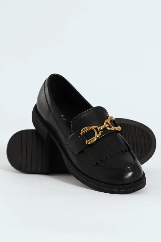 Tassel & Trim Detail Loafer - Black sold by Edgars