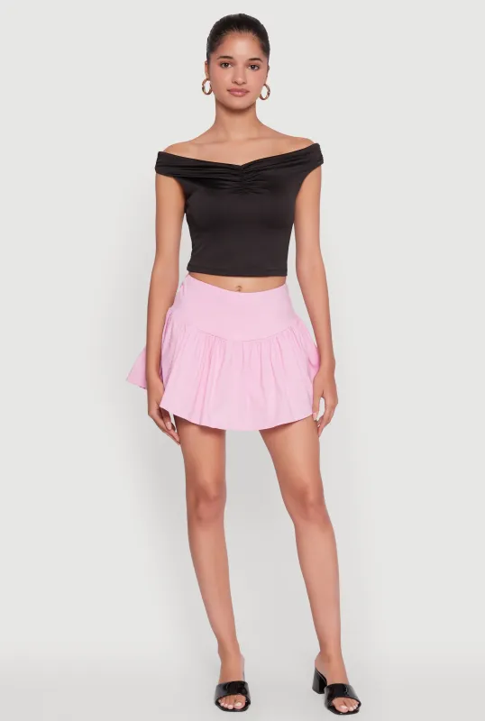 Trendy High Waisted Mini Skater Skirt sold by Rainbow