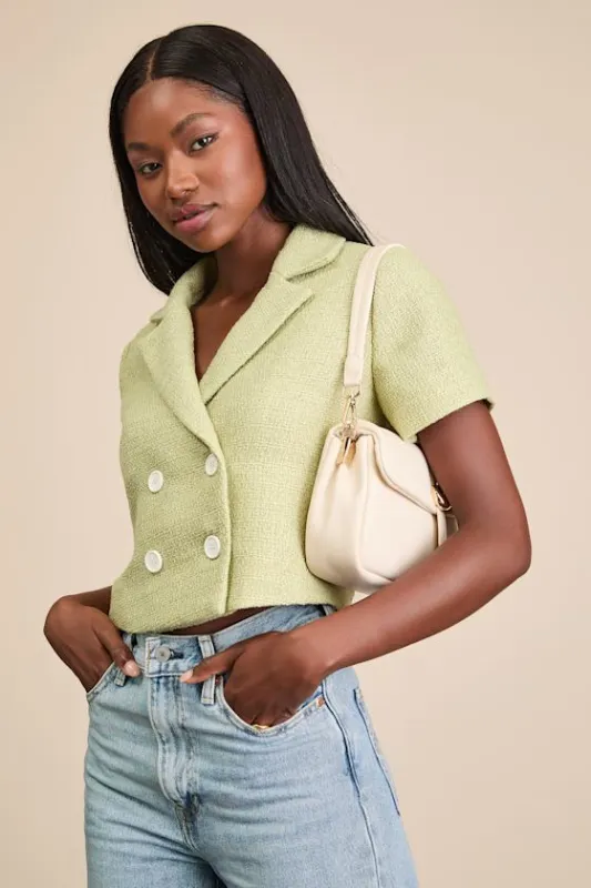 Cassiana Lime Green Double-Breasted Short Sleeve Blazer sold by Lulus