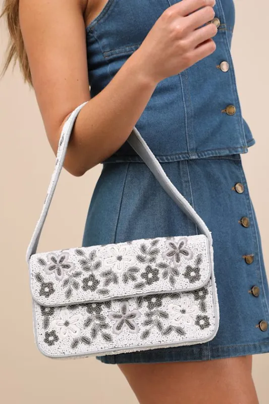 Bold Accent White Multi Beaded Shoulder Bag sold by Lulus