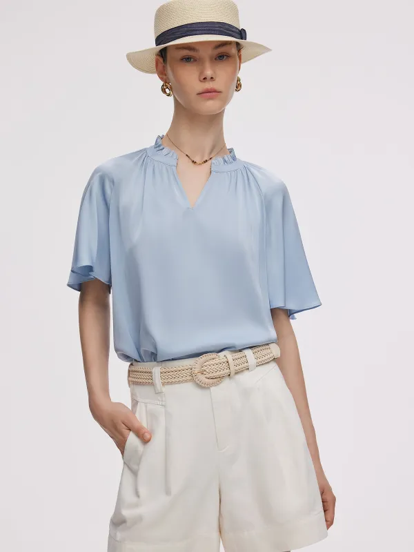 22MM Mulberry Silk Women Ruffle Sleeve Blouse sold by Goelia