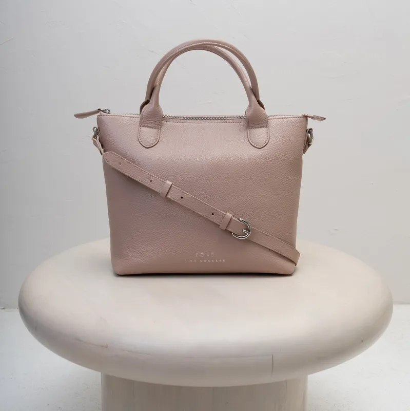 Leather Minimalist Carryall - Natural Rose sold by Pond Los Angeles