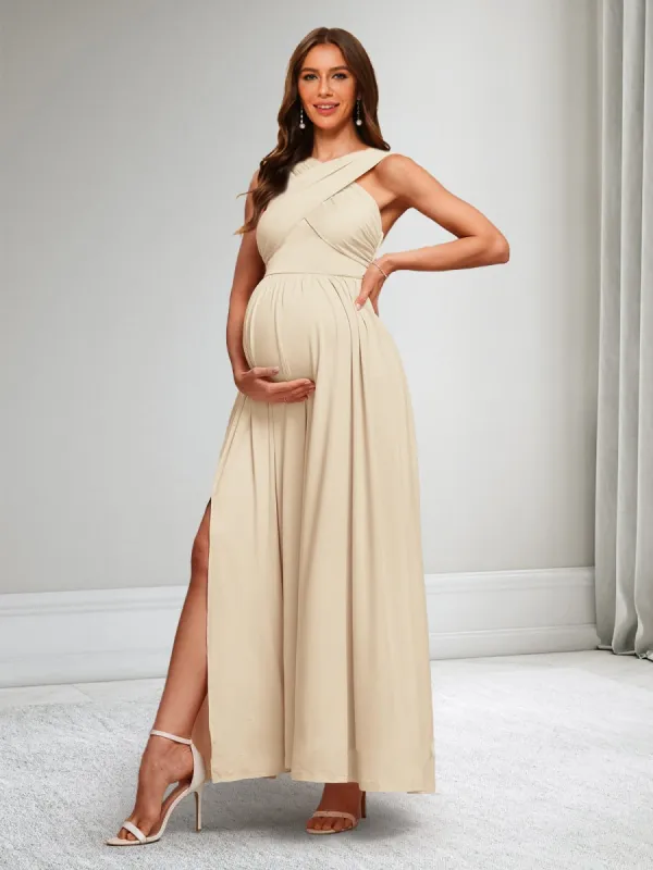 A-Line/Princess V-Neck Sleeveless Elegant Maternity Dresses with Split Side sold by Lavetir