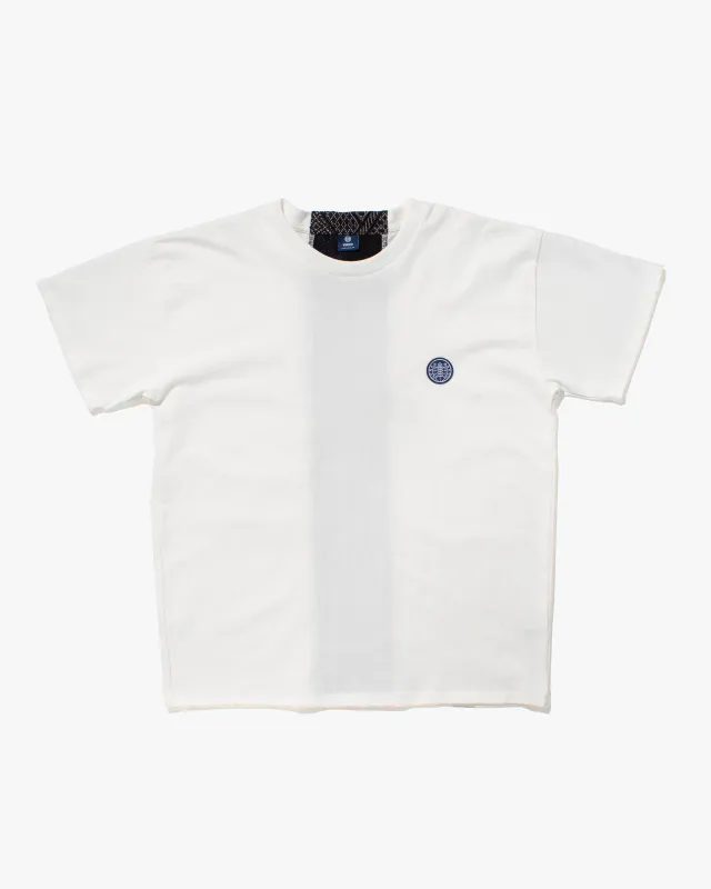 Kiriko Original Tee, 8 oz Cotton,  White with Navy Jacquard Weave Inlay sold by Kiriko