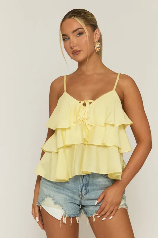 Yellow Ruffle Cami Top - Amalfi sold by Rebellious Fashion