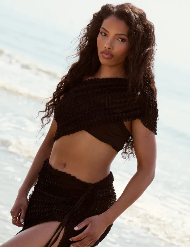 One Shoulder Asymmetric Top Black sold by Public Desire