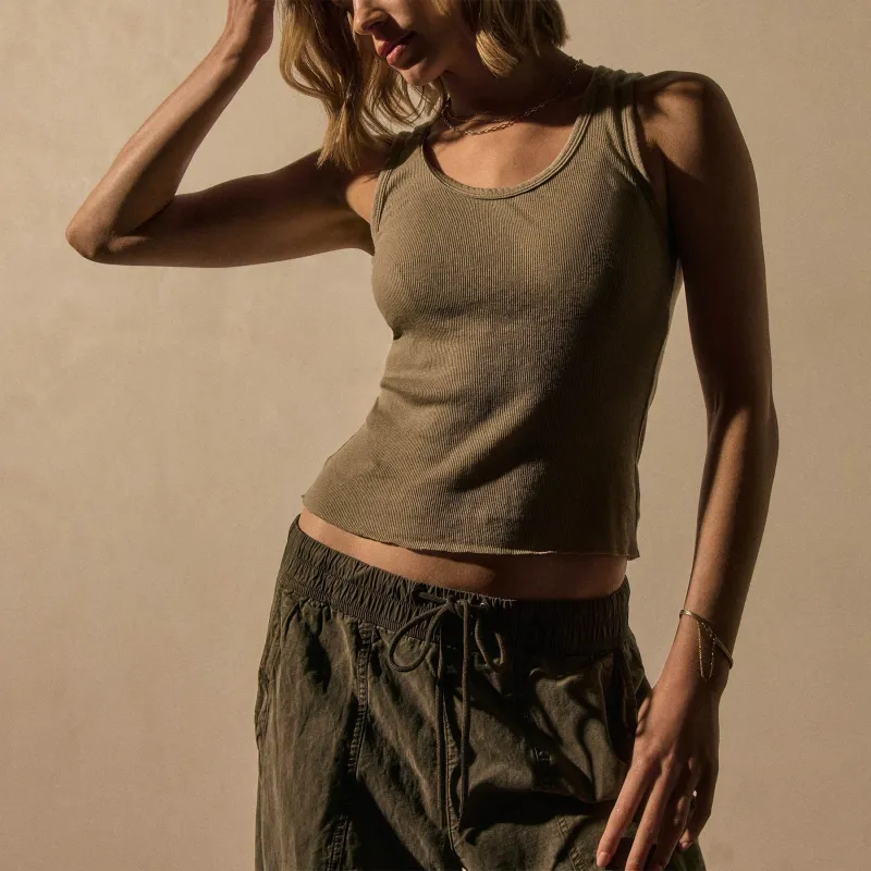 Cashmere Rib Tank - Overcast sold by James Perse