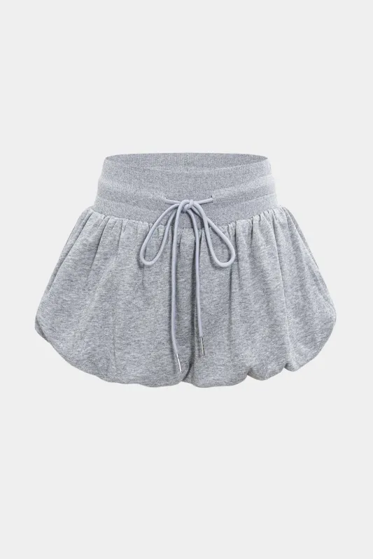 Solid Drawstring High Waist Skort sold by Micas