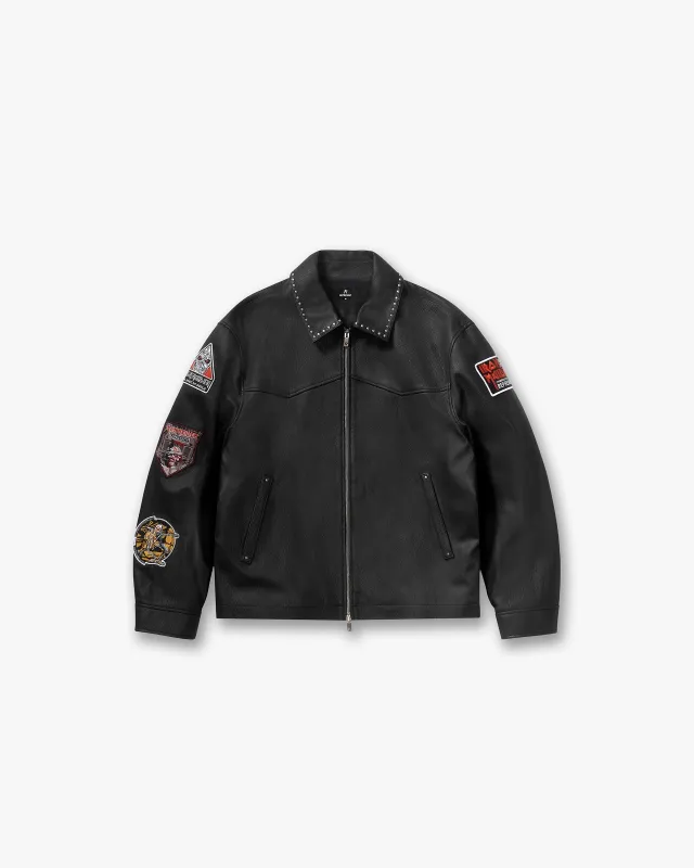 Represent X Iron Maiden Trooper Leather Jacket - Jet Black sold by Represent