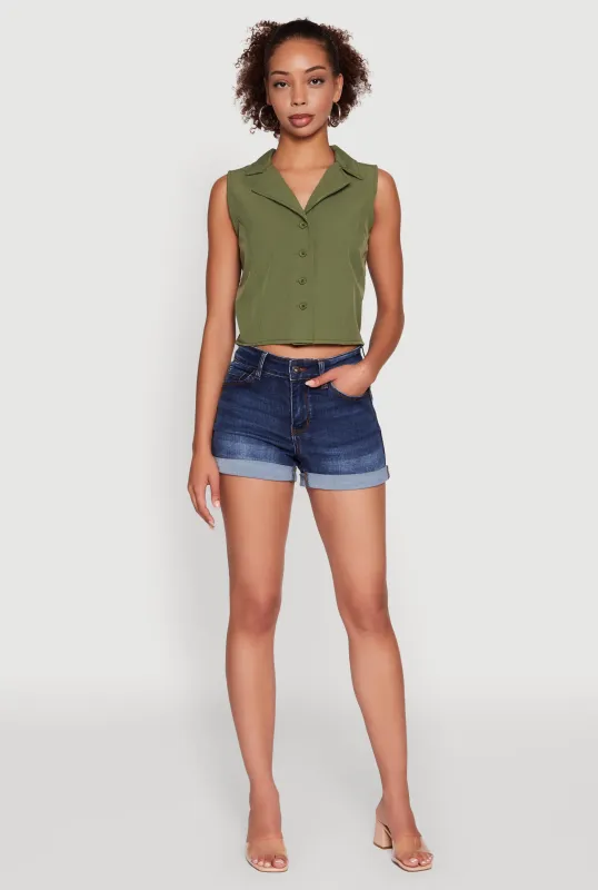 Trendy Button Front Cropped Blazer Vest sold by Rainbow
