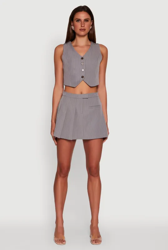 Pinstripe Pleated Mini Skirt sold by Rainbow