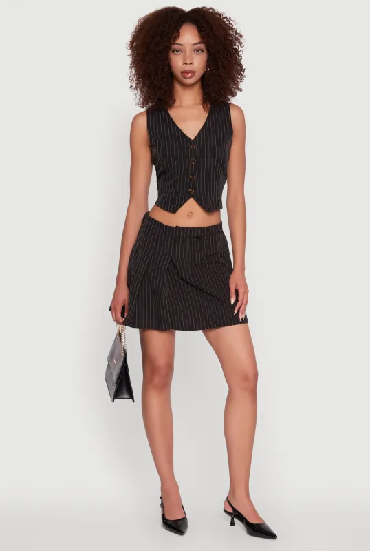 Pinstripe Pleated Mini Skirt sold by Rainbow