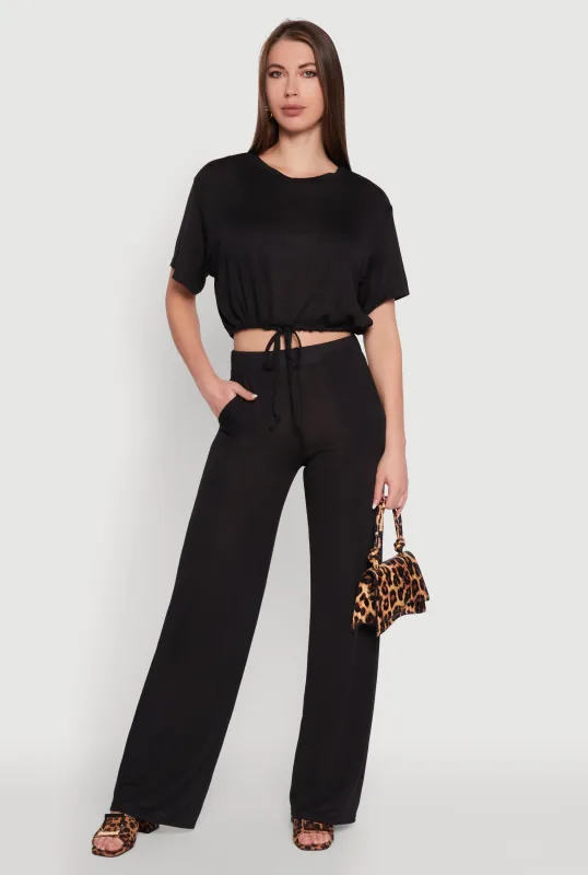 Daisy High Waisted Wide Leg Brushed Knit Pants sold by Rainbow