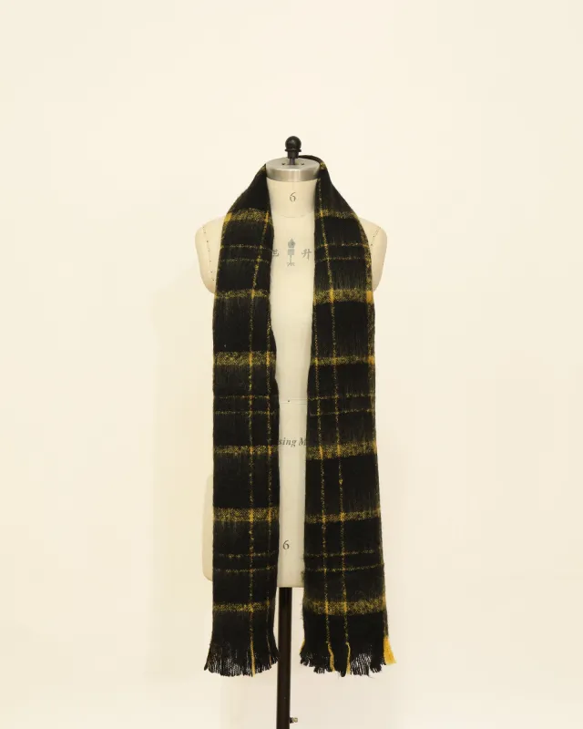 Plaid Scarf with Fringe - Black and Yellow sold by Belle & Bloom