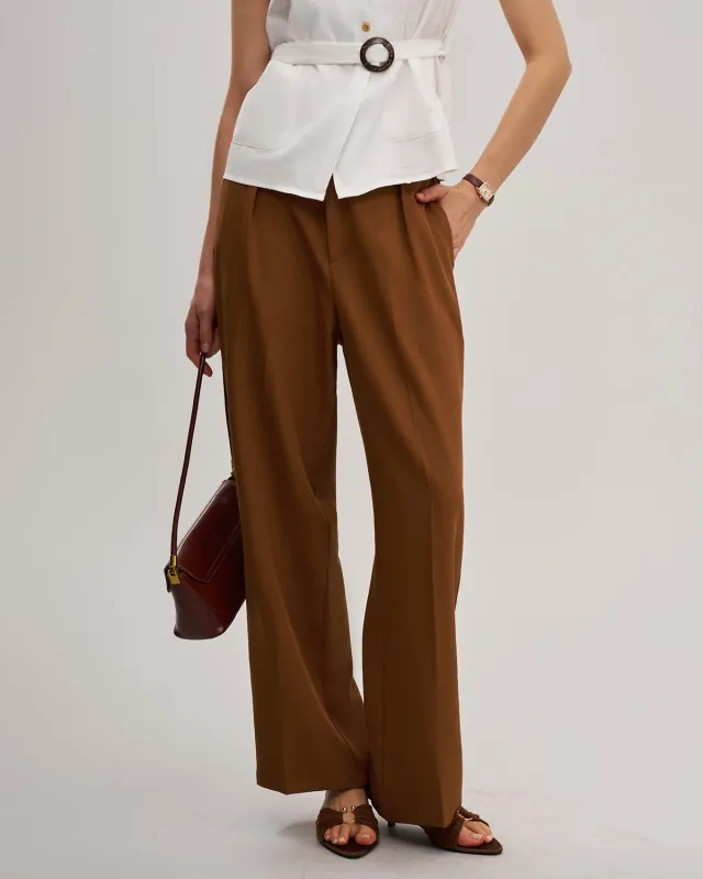 Caramel Elastic Waist Straight Pants sold by rihoas