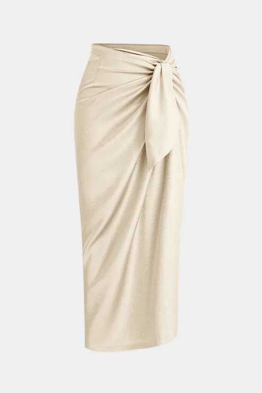 Satin ruched binding nederdel sold by Micas