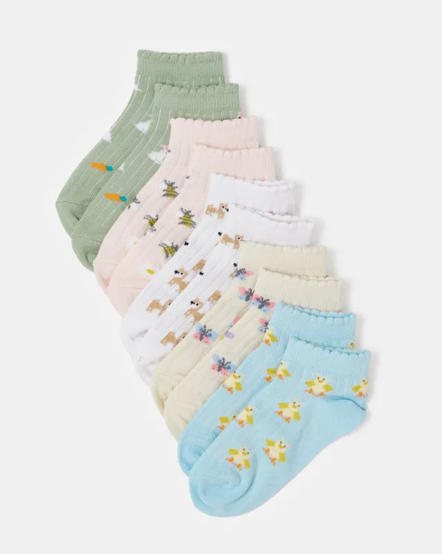 Girls Assorted Printed Ankle Length Socks (5 Pairs) sold by Redtag