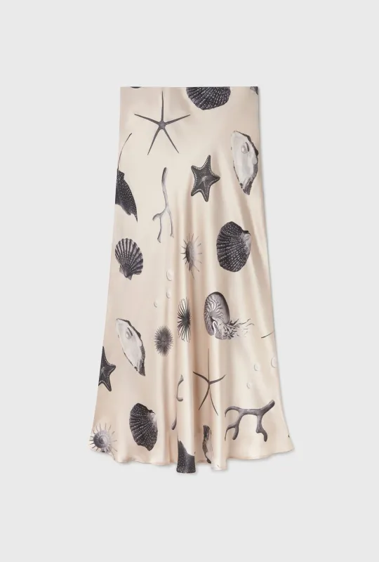LONG BIAS CUT SKIRT SEASHELLS sold by Silk Laundry