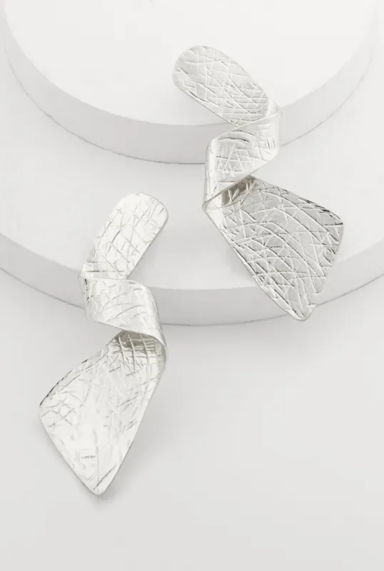 Stylish Metallic Textured Swirl Drop Earrings sold by Rainbow