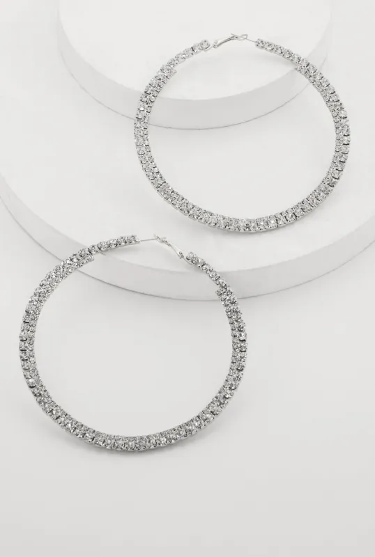 Stylish Metallic Rhinestone Hoop Earrings sold by Rainbow