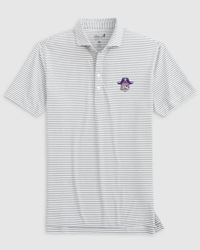 East Carolina Stetsons Striped Performance Mesh Polo - Vault Logo sold by Johnnie-O