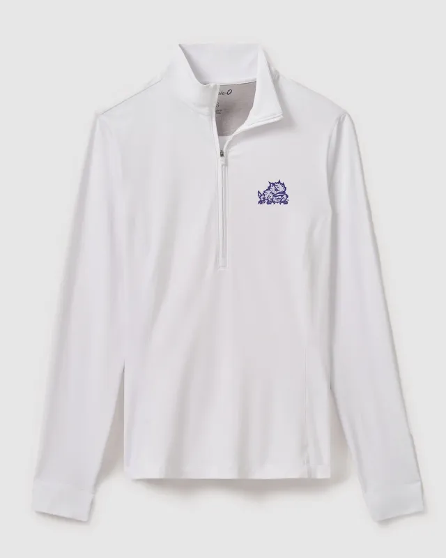 Women's Texas Christian Susie Performance 1/4 Zip - Horned Frog Logo sold by Johnnie-O