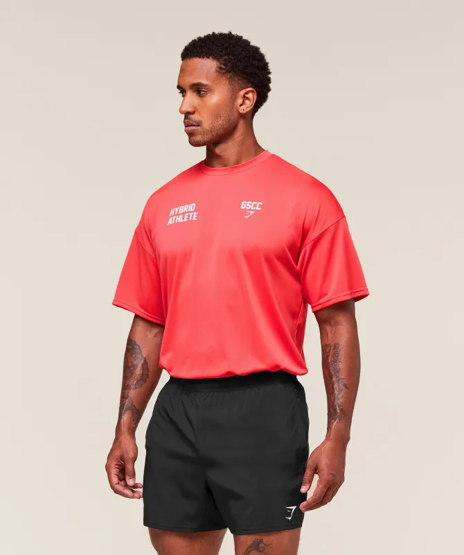 Gymshark Hybrid Athlete T-Shirt - Coral Red sold by Gymshark