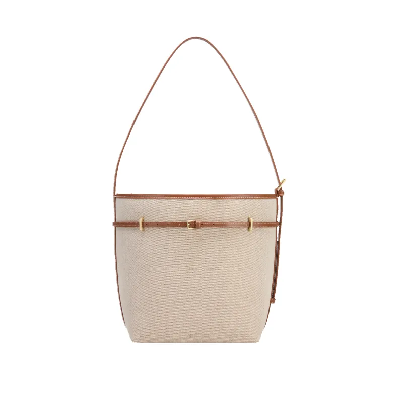 Small Caramel Canvas Belted Tote Bag sold by VERAFIED