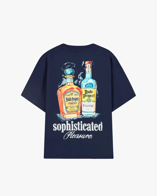Pleasures Tee Navy sold by Nude Project