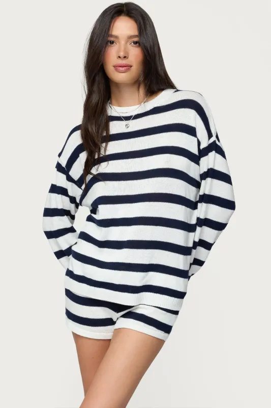 Amaris Oversized Striped Knit Sweater sold by Edikted