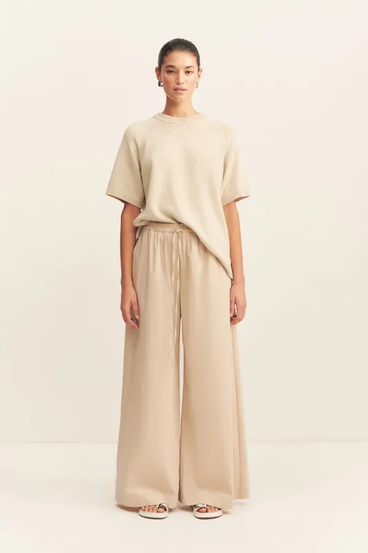 CAMPBELL WIDE LEG PANT - OAT MILK sold by Shona Joy