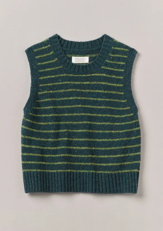 Stripe Donegal Merino Knitted Tank | Kingfisher/Apple sold by TOAST