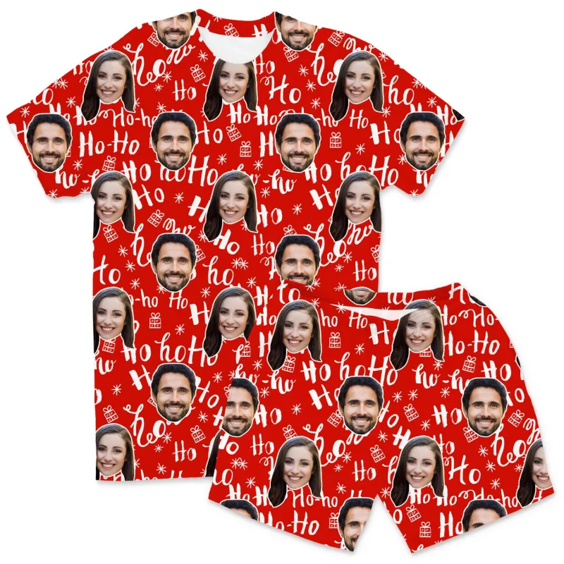 Men’s Ho Ho Ho Personalised Christmas PJs - Shorts Set sold by Super Socks